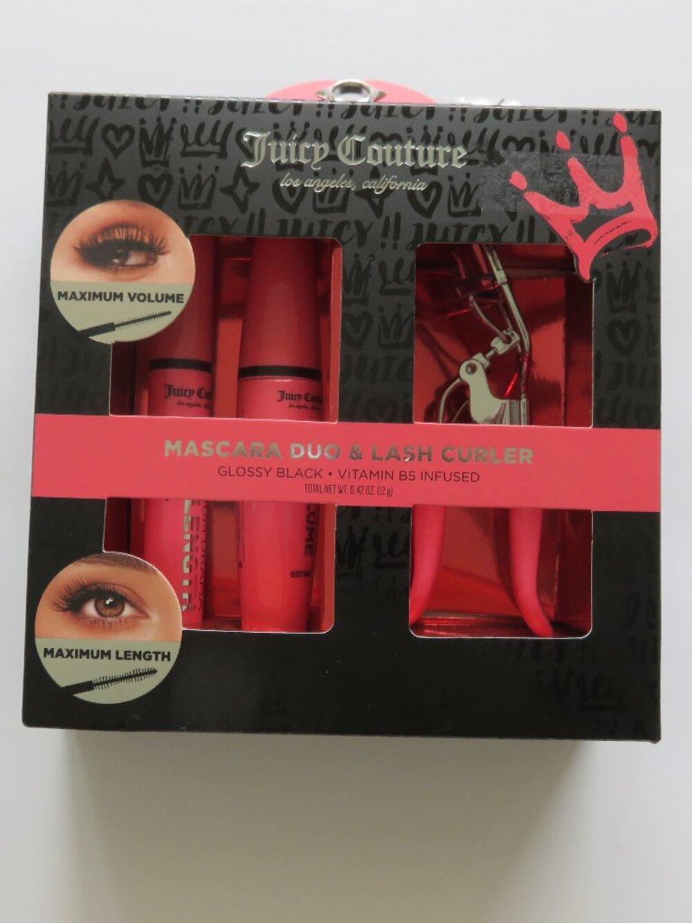 (#143) Juicy Couture Mascara Duo & Lash Curler Set Glossy Black Vitamin B5